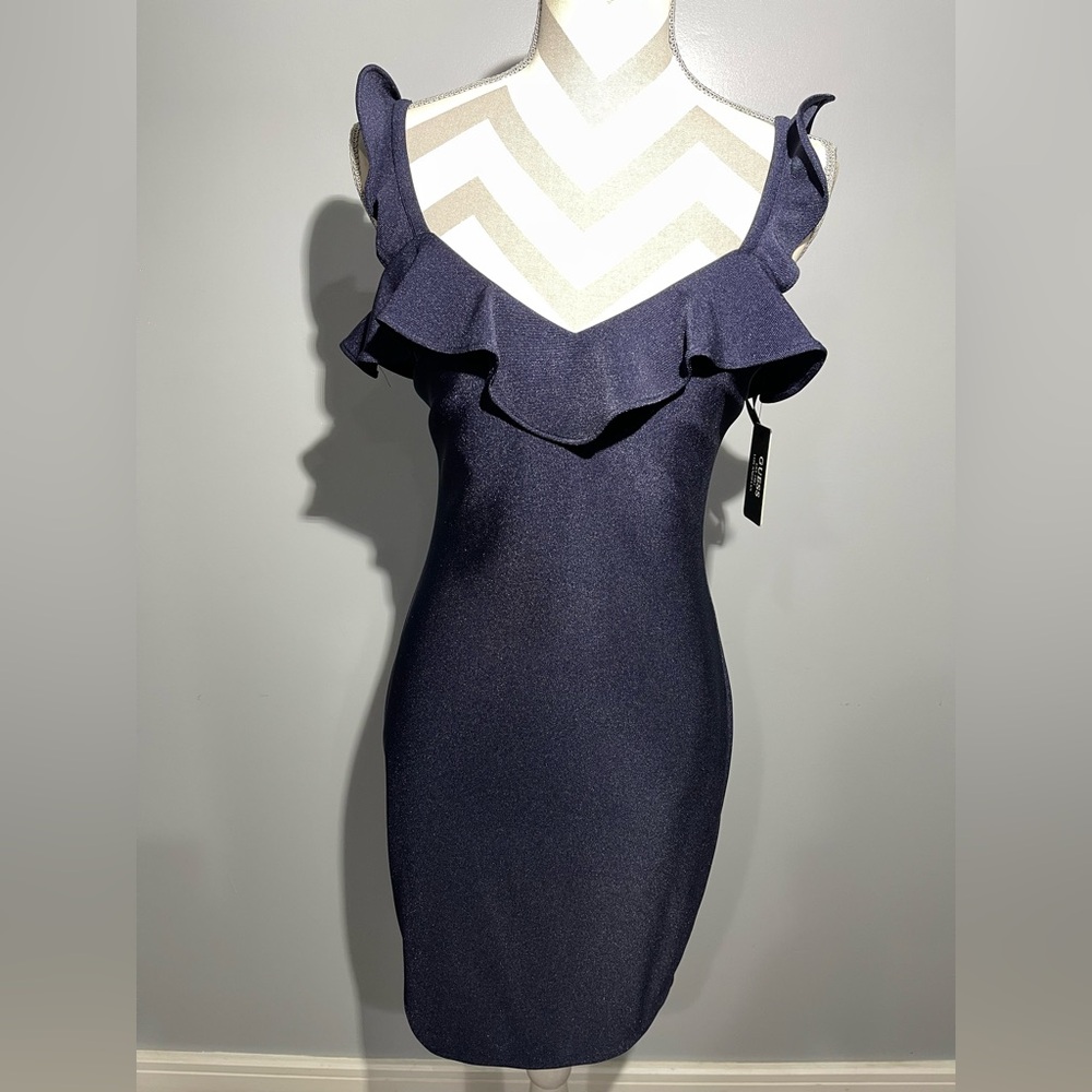 Guess Elegant Navy Ruffle Dress